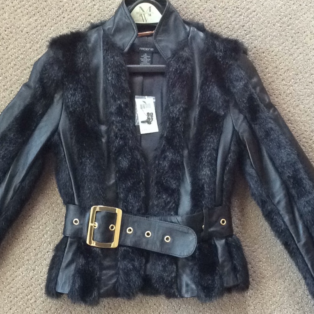 Arden B Leather and Faux fur jacket XS